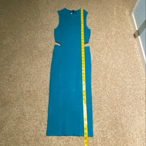 Guess cutout bodycon rib sleeveless dress size XS teal blue cocktail club - Picture 14 of 16